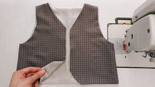 Have You Ever Seen The Way To Sew A Vest With Lining Easily Like This ⭐️ Tailor Nour [upl. by Brosine]