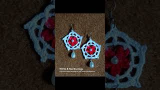 Hexagon White amp Red Earrings [upl. by Inilam]