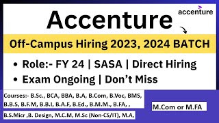 Accenture OffCampus Drive 2023 2024 BATCH  Role SASA  BCA BSC Hiring  17 Feb Exam Update [upl. by Bakki215]