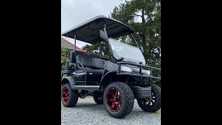 2022 Touch of Red Evolution Forester 4 Plus Lifted LithiumIon HP 48VAC Custom LSVGolf Cart [upl. by Anihsat]