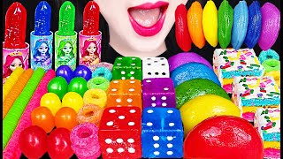 ASMR Rainbow Dessert Dice Candy Edible lipstick 먹는 립스틱 주사위 사탕 레인보우 디저트 먹방 Mukbang Eating [upl. by Ykroc65]