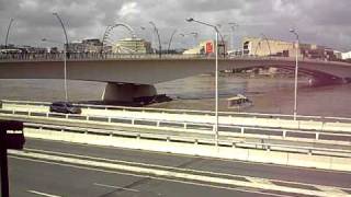 boat crashes into bridge in Brisbane flood [upl. by Geilich628]