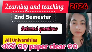 2nd Semester SELECTION QUESTION for andha BEd studentsall Universities20242ndsemesterandhrabed [upl. by Ardnuhsor]