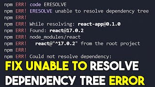 How to Fix npm ERR ERESOLVE Unable to Resolve Dependency Tree React Error in Visual Studio Code [upl. by Proudfoot208]