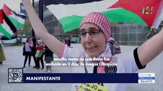 PALESTINA PROTESTAS JUEGOS OLIMPICOS [upl. by Aikenahs705]