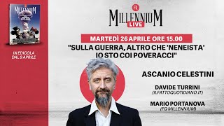 Ascanio Celestini in diretta a Millennium Live quotSulla guerra sto con i poveracciquot [upl. by Heppman348]