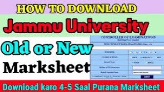 Jammu university marksheet download for free [upl. by Xylon233]