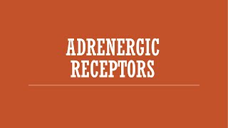 Adrenergic Receptors [upl. by Peder]