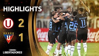 UNIVERSITARIO vs LDU  HIGHLIGHTS  CONMEBOL LIBERTADORES 2024 [upl. by Katee]