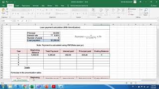 Loan Amortization table  By using Microsoft Excel [upl. by Kusin194]