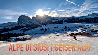 ⛷️ Alpe di Siusi  Seiser Alm Val Gardena 012024 4K [upl. by Amuh]