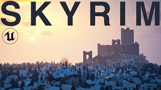 The True Size of Winterhold Skyrim in UNREAL ENGINE 5 [upl. by Ahslek395]