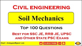 Soil mechanics MCQs with answers  100 objective questions of civil engineering  RRB JE  SSC JE [upl. by Ettenirt747]