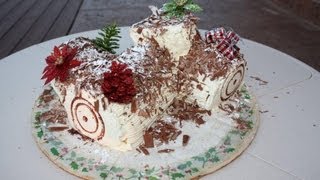 Yule Log or Buche de Noel Cake recipe and decoration [upl. by Arimahs438]