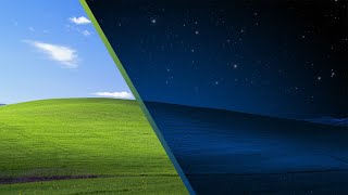 Bliss at Night Windows XP Wallpaper in Dark Mode [upl. by Stinson]