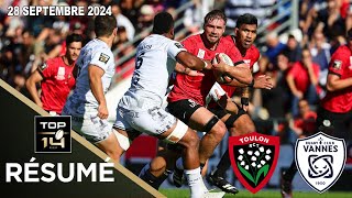 TOP 14  Résumé partie complète RC Toulon vs RC Vannes  J4  Saison 20242025 [upl. by Giorgia]