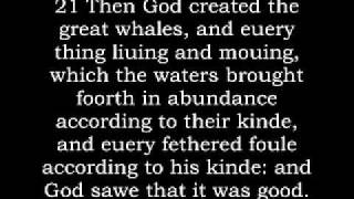 Genesis 1 Geneva Bible 1599 Early Modern English Language Harmony Genesis Creation [upl. by Kerekes458]