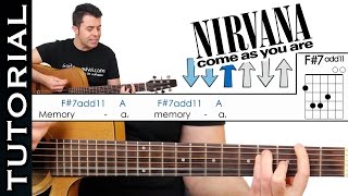 Como tocar COME AS YOU ARE de Nirvana en guitarra acústica COMPLETO [upl. by Lampert284]