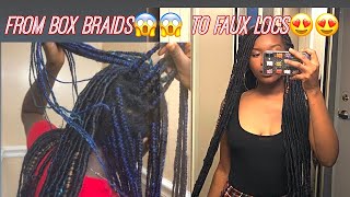 BLUE BOX BRAIDS TO FAUX LOCS [upl. by Swenson]