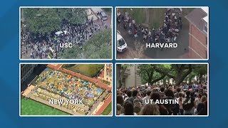 Massive antiwar protests at college campus across the US calling for end to Israel support [upl. by Adraynek]