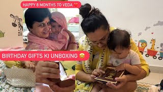 BIRTHDAY GIFTS KI UNBOXING 🎁  HAPPY 8 MONTHS TO VEDA ❤️ ROHINIDILAIK [upl. by Imim276]