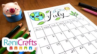 DIY  JULY CALENDAR  ORGANIZATION  BULLET JOURNAL [upl. by Litnahs]