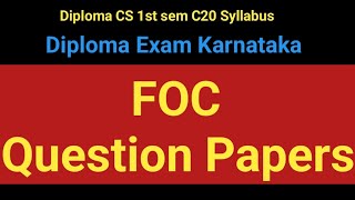 FOC Question PapersFundamentals of Computers question papersDiploma CS exam Karnataka update [upl. by Busiek]