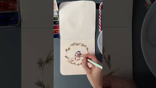 Christmas gift card art watercolor howtopaint christmascard diy [upl. by Legra840]