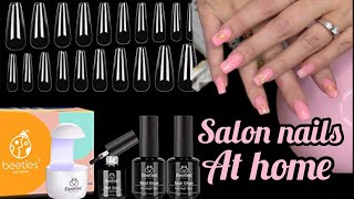 BEETLES NAIL TIPS amp GLUE SET REVIEW SALON NAILS AT HOME MICHELLE [upl. by Haff]