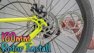 How To Install 180mm Disc Break  Upgrade MTB Rotors 160mm To 180mm  mtb bicycle aboutMTB [upl. by Ateloiv]