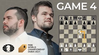 FIDE World Chess Championship Game 4  Carlsen vs Nepo [upl. by Eelarol]