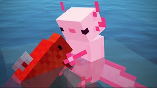 Axolotl KISSES and EATS Salmon MINECRAFT SHORT shorts [upl. by Aitital]