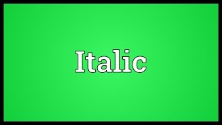 Italic Meaning [upl. by Dumond563]