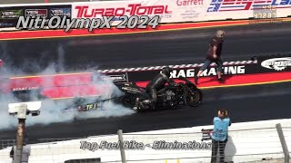 NitrOlympX 2024  Top Fuel Bike Eliminations [upl. by Nyladam]