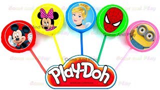 Learn Colors and Numbers with Play Doh Disney Characters and Minions Surprise Toys [upl. by Elleiand]