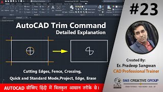 AutoCAD Trim Command  AutoCAD Tutorials 23  HindiUrdu  Autocad 202125  cad trim design [upl. by Pollack]