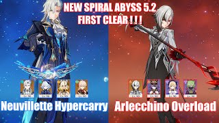 C1 Neuvillette Hypercarry amp C0 Arlecchino Overload  NEW Spiral Abyss 52  Genshin Impact [upl. by Evette]