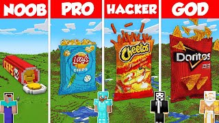 CHIPS BASE HOUSE BUILD CHALLENGE  Minecraft Battle NOOB vs PRO vs HACKER vs GOD  Animation [upl. by Eastman]