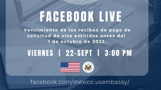 Facebook LIVE Vencimiento de los recibos de pago de visas emitidos antes del 1 de octubre de 2022 [upl. by Richela]