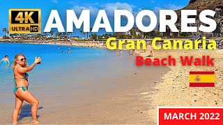 Gran Canaria Amadores Beach Walk Spain 4K  March 30 2022 Canary Islands Walking Tour [upl. by Aihtibat928]