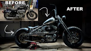 Harley Davidson Sportster to Hardtail Bobber Fabrication Build in 20 Minutes [upl. by Gregoor]