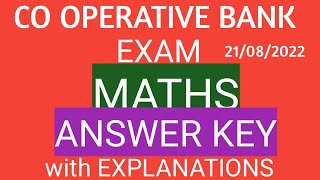 ANSWER KEY  COOPERATIVE BANK EXAM  JUNIOR CLERK  MATHS  SUCCESS LIVE [upl. by Norrag500]