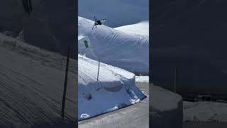 SKIER FLIPS OVER A MOUNTAIN ROADGAP 😬 [upl. by Asiuqram]