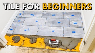 Installing TILE FLOOR for the FIRST TIME 🛠 How To Lay Tile Floor [upl. by Irrehs738]