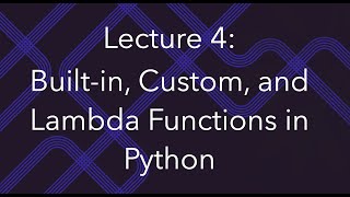 Programming for Data Science Lec 4 BuiltinCustom Functions in Python and Lambda Functions [upl. by Malita]