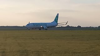 Transavia Boeing 737800 Arriving at Norwich Airport  31124 [upl. by Ellerahs756]