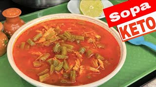 SOPA de POLLO con NOPALES ⎮ cómo hacer Sopa de pollo keto  Recetas de Comida KETO [upl. by Mellisent837]