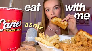 ASMR eat with me raising canes 🍗 chicken fingers fries texas toast [upl. by Yeoj]