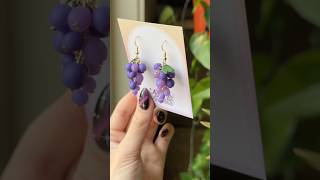 28 Tiny Grapes For Your Ear Lobes 🍇 polymerclayartist earrings [upl. by Aihsila]