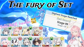 The Fury of Set Blue Stage 99  Hanako Solo Heals  Blue Archive Final Restriction Release [upl. by Airebma]